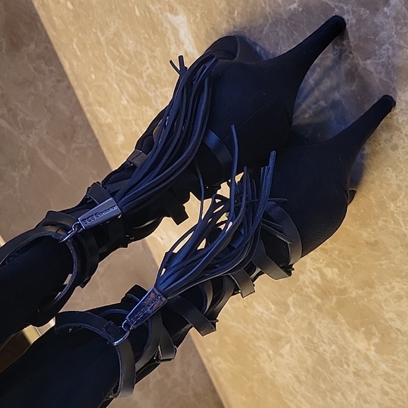 BCBGeneration Black Suede Corseted OTK Boots, Sz 8 - Picture 10 of 16